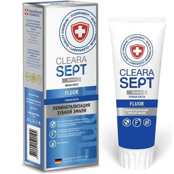 Зубная паста Fluor Реминерализация зубной эмали ClearaSept, 75 мл