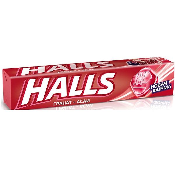 Карамель леденцовая Halls со вкусом граната и ягод асаи, 12 упаковок по 25 г