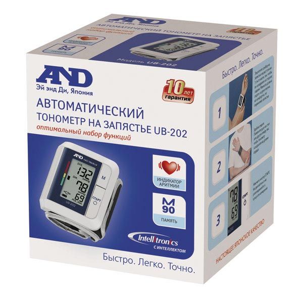 Тонометр ub-505 автоматический на запястье с индикатором положения руки A&D, 1 шт