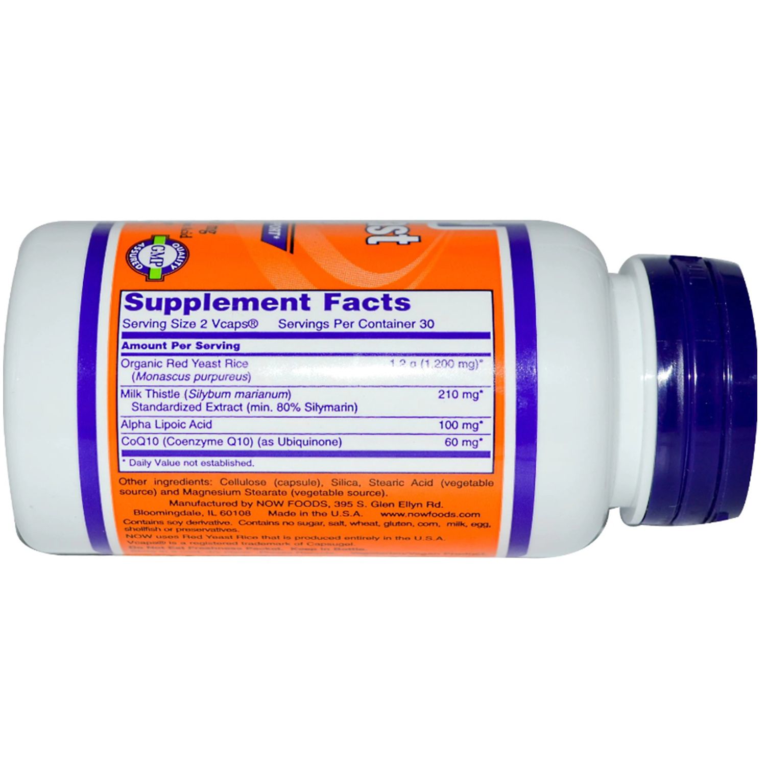 Красный дрожжевой рис + Q10 здоровье сердечно-сосудистой системы Now Foods, 600 мг, 60 растительных капсул