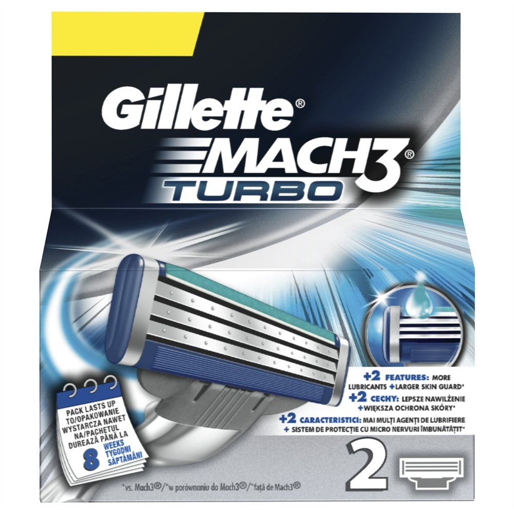 Сменные кассеты mach3 turbo Gillette, 2 шт