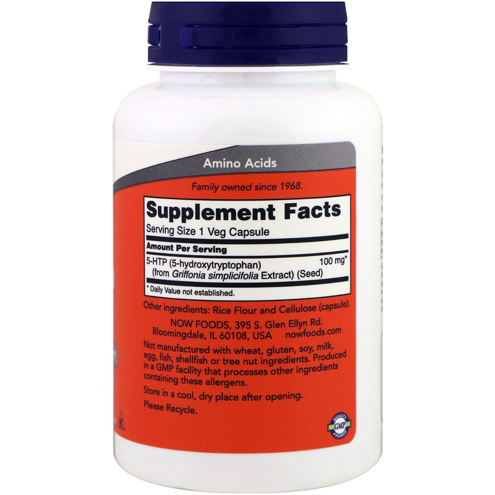 5-HTP 5-гидрокситриптофан Now Foods 100 мг, 120 растительных капсул