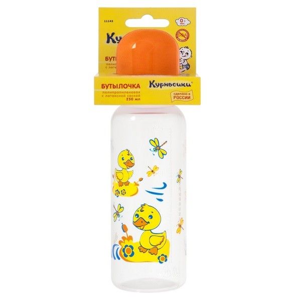 Бутылочка полипропиленовая с латексной соской от 0 мес. Курносики, 250 мл