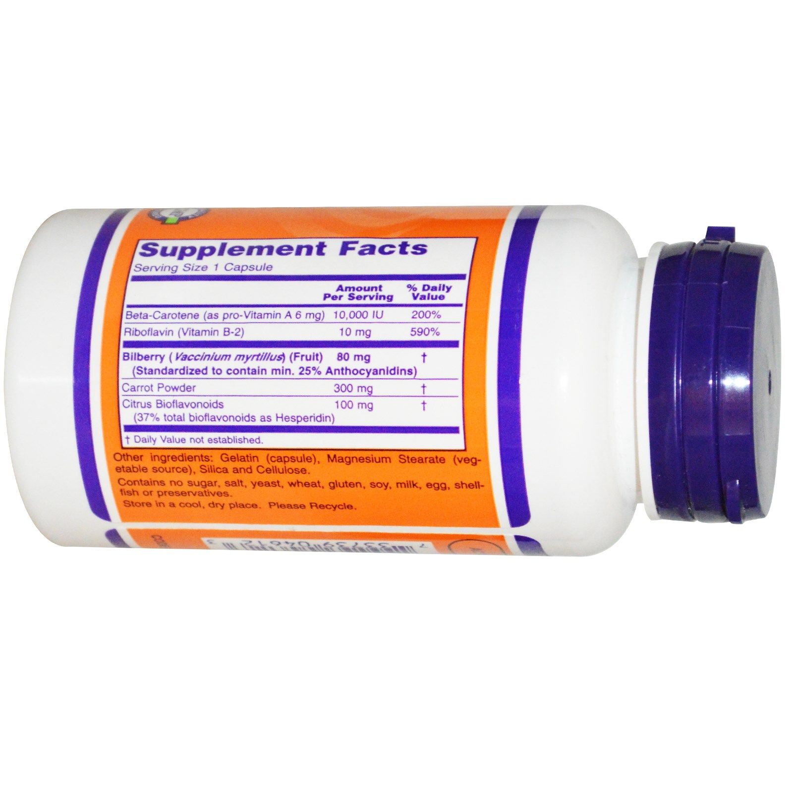 Нау Фудс Билберри Комплекс Поддержка зрения и сосудов Bilberry Complex Now Foods, 100 капсул