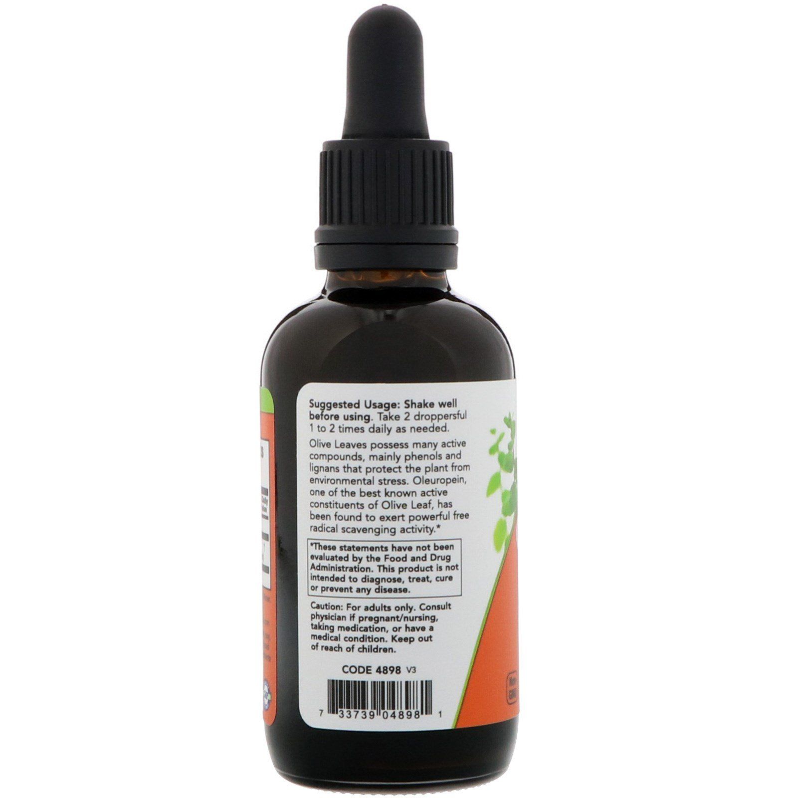 Эктракт оливкового листа в глицерине Olive Leaf Glycerite Now Foods 18%, 60 мл