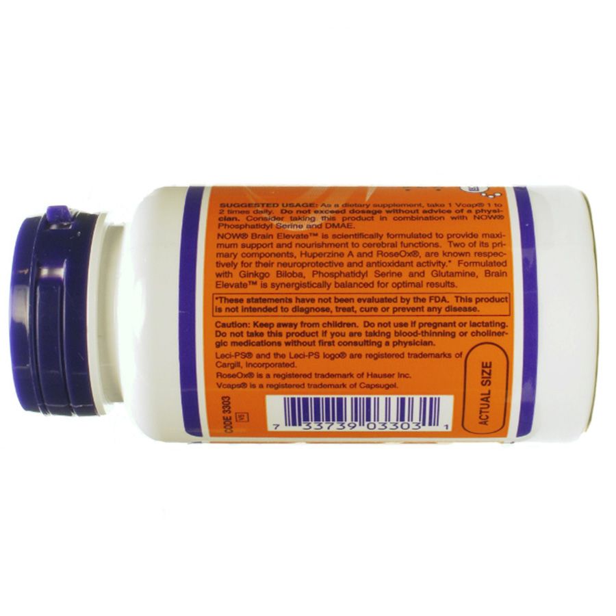 Активатор мозга препарат brain elevate для улучшения работы мозга Now Foods, 60 вегетарианских капсул