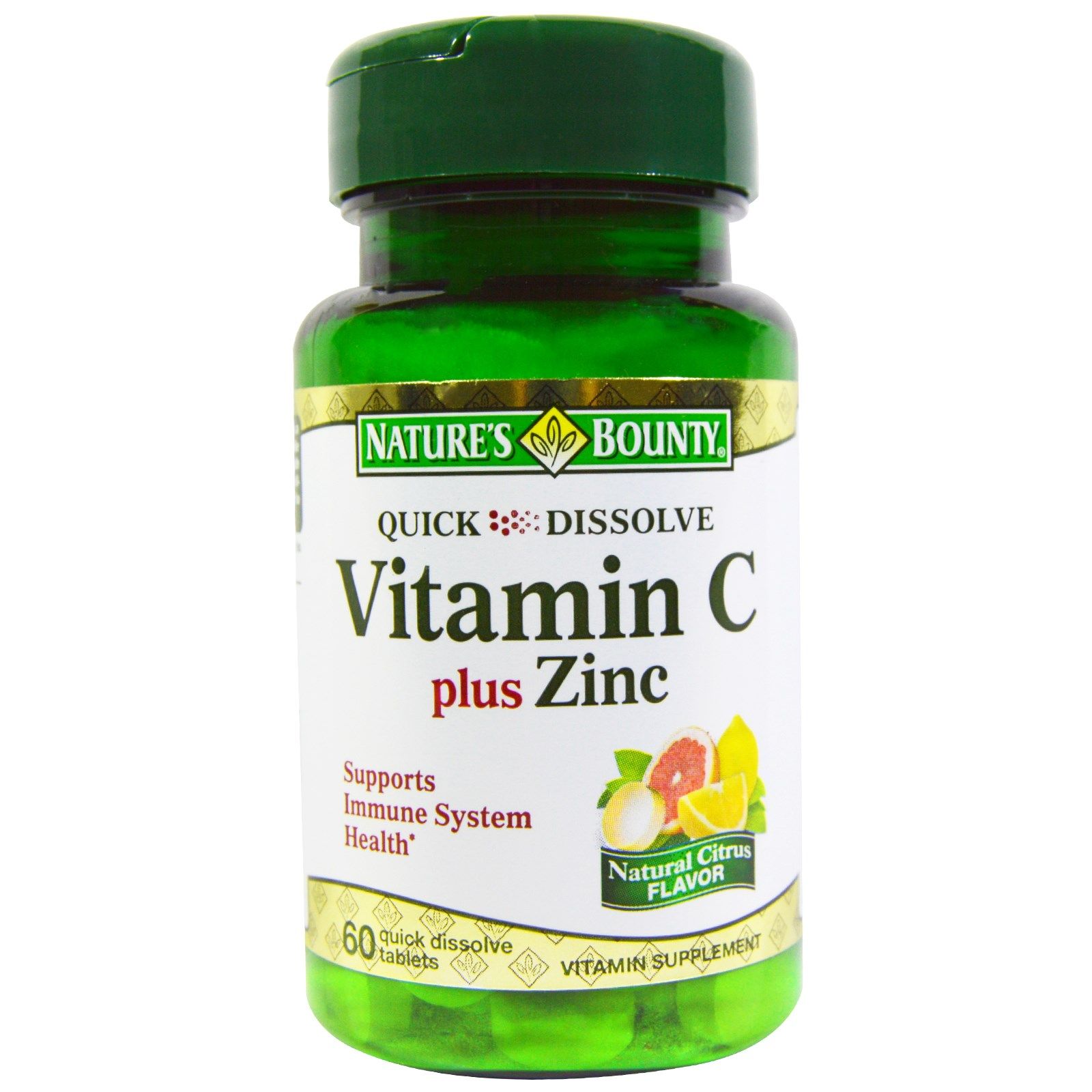 Витамин C плюс цинк Nature's Bounty, 750 мг, 60 быстрорастворимых таблеток