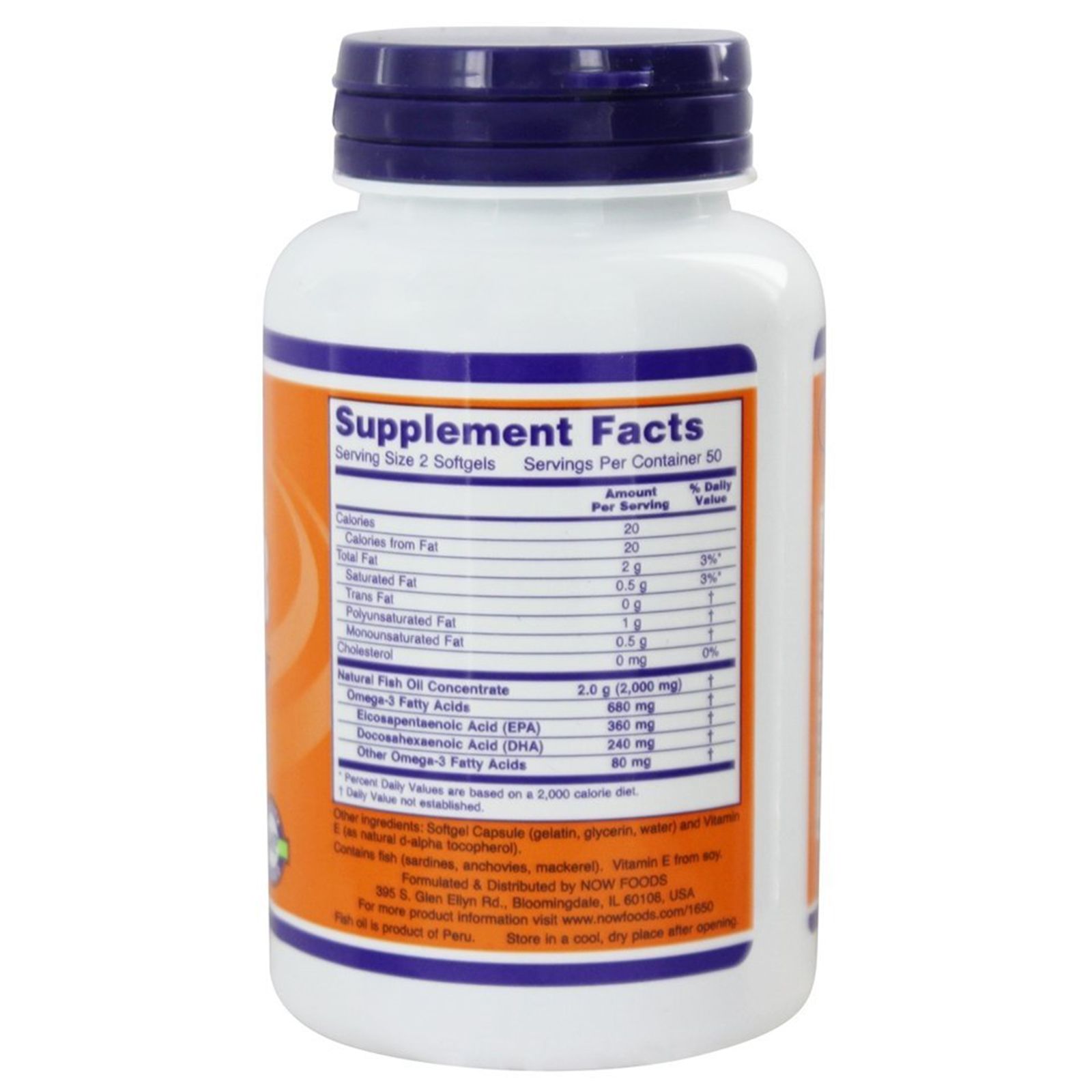 Нау Фудс Омега-3  Жирные кислоты  Поддержка сердца Now Foods Omega-3  1000 мг, 100 капсул