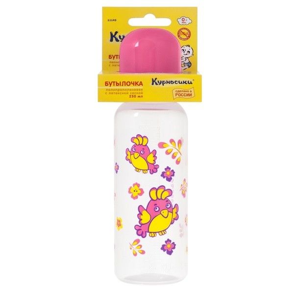 Бутылочка полипропиленовая с латексной соской от 0 мес. Курносики, 250 мл