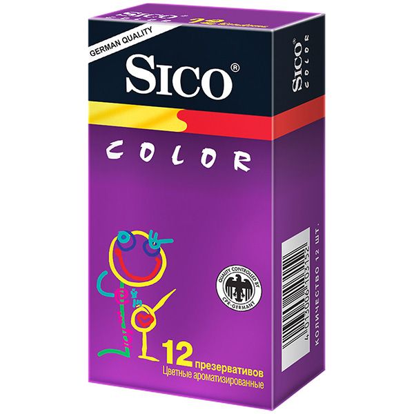 Презервативы color цветные ароматизированные Sico, 12 шт