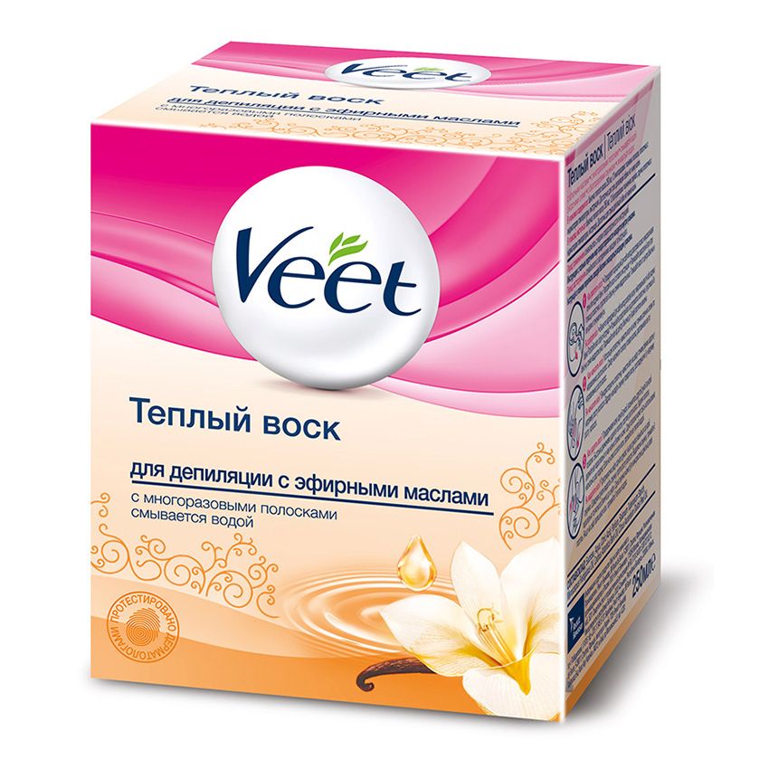 Воск теплый с эфирными маслами для депиляции Veet, 250 мл