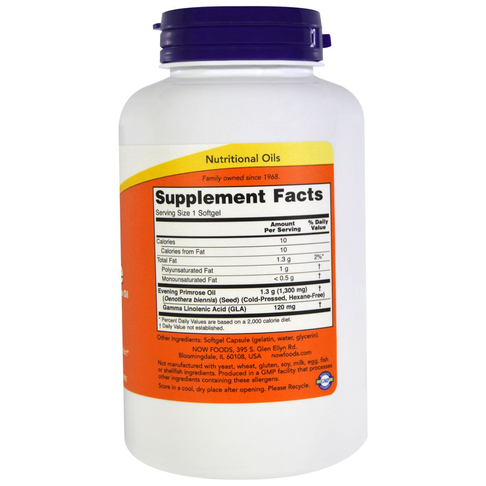 Super Primrose Масло Примулы вечерней (Гамма-линоленовая кислота) Now Foods 1300 мг, 120 желатиновых капсул