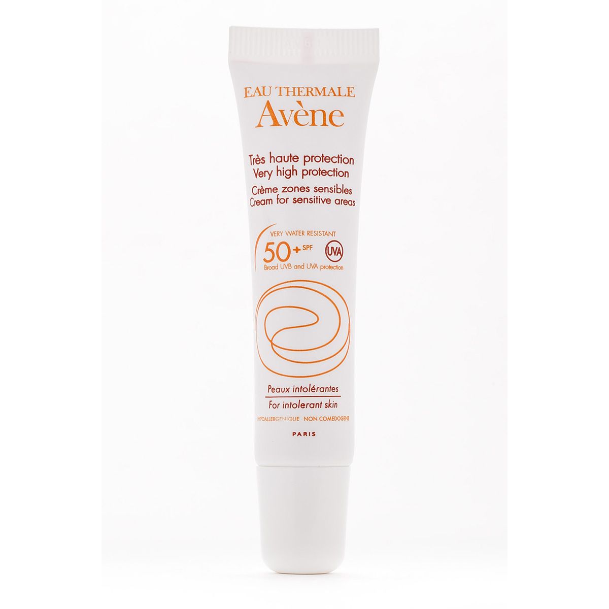 Солнцезащитный крем Suncare SPF 50+ с минеральным экраном для чувствительных зон Avene, 15 мл