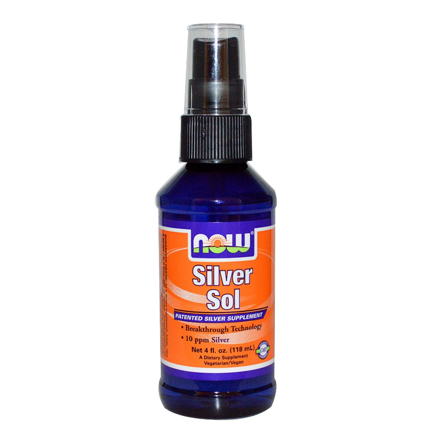 Спрей коллоидное серебро содержит частицы серебра высшей пробы Now Foods, 118 мл