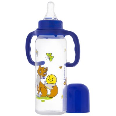 Бутылочка полипропиленовая с ручками с силиконовой соской колобок, 250 мл