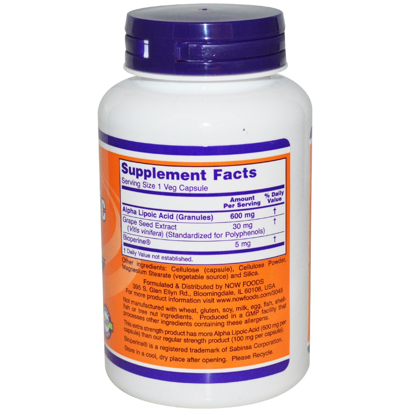 Alpha Lipoic Acid Альфа-липоевая кислота  Now Foods  250 мг, 60 капсул