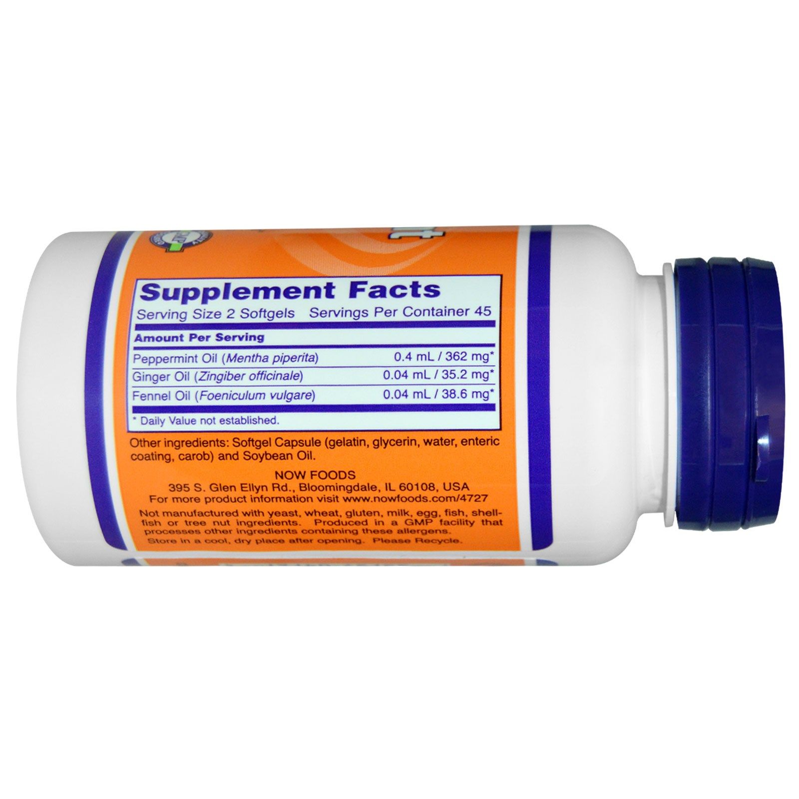 Peppermint, Мята перечная, Сердечнососудистые заболевания, Now Foods, 90 капсул