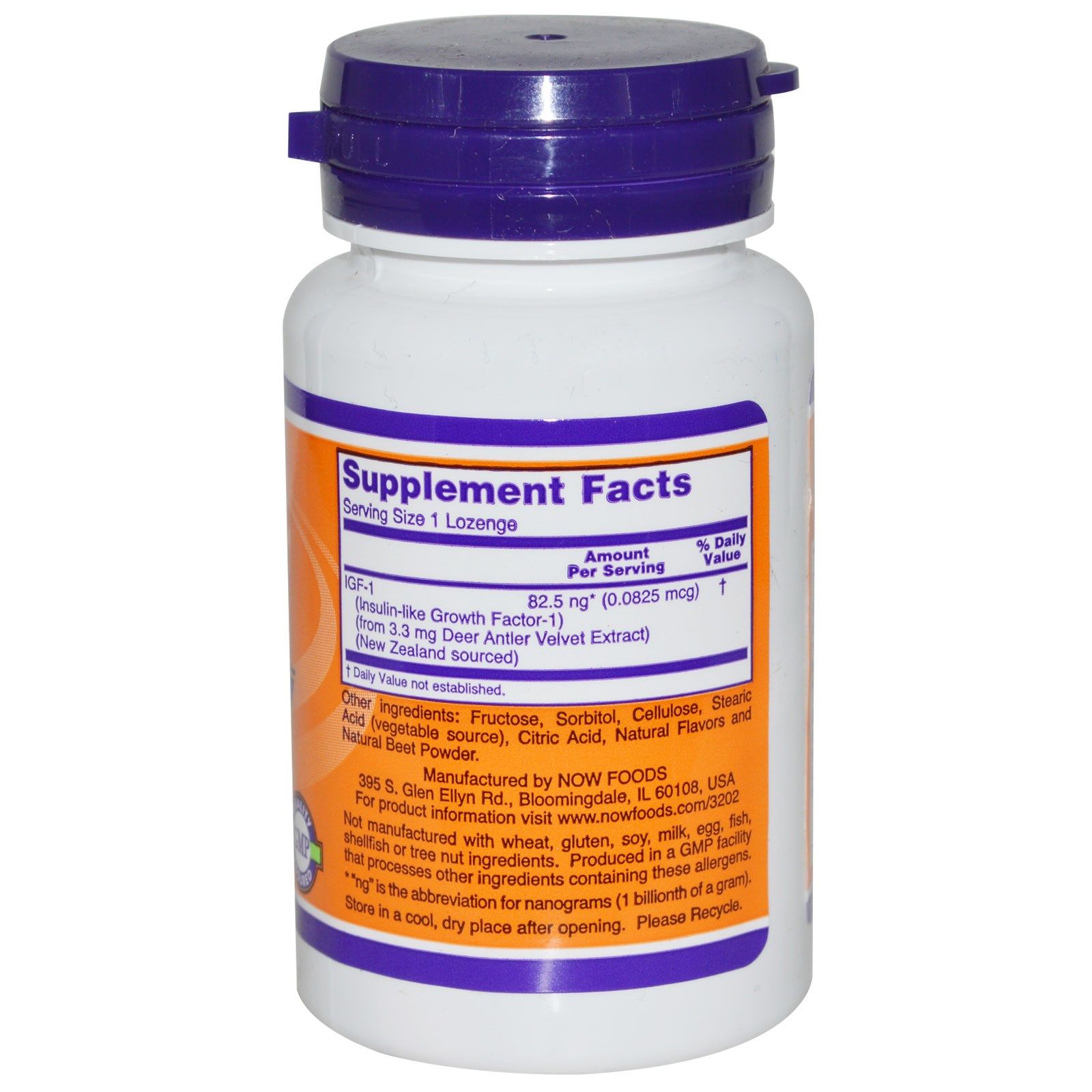 IGF-1, ИФР-1, Гормон Роста, Now Foods, 30 пастилок