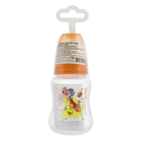 Бутылочка полипропиленовая для кормления эргономичной формы с силиконовой соской Мир Детства, 125 мл