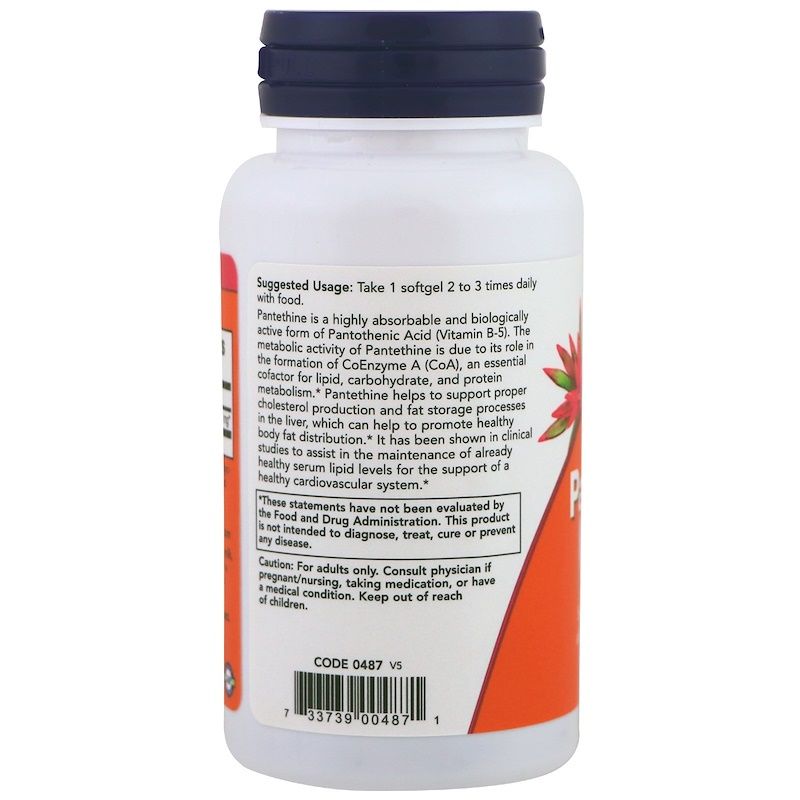 Пантетин Pantethine для снижения уровня холестерина Now Foods 300 мг, 60 шт