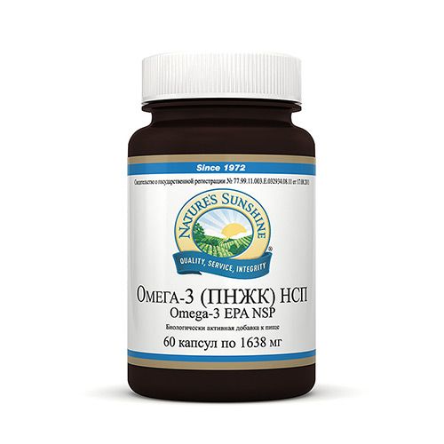 Омега 3 НСП, Натуральный рыбий жир, NSP, 1638 мг, 60 капсул