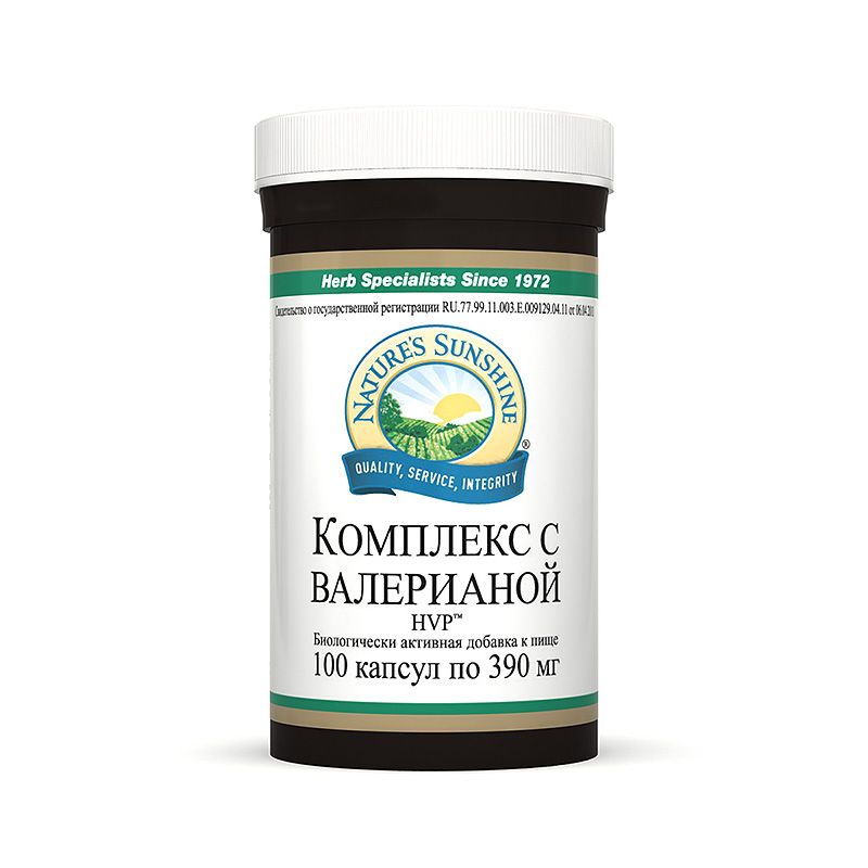 Комплекс с валерианой HVP, Снимает волнение и нервное напряжение, NSP, 390 мг, 100 капсул