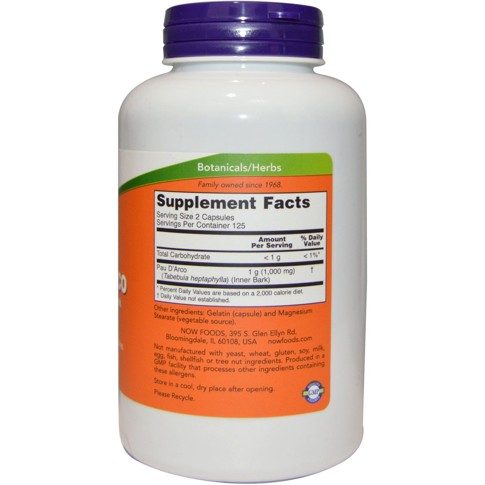 Pau D'Arco Кора муравьиного дерева Now Foods 500 мг, 250 капсул