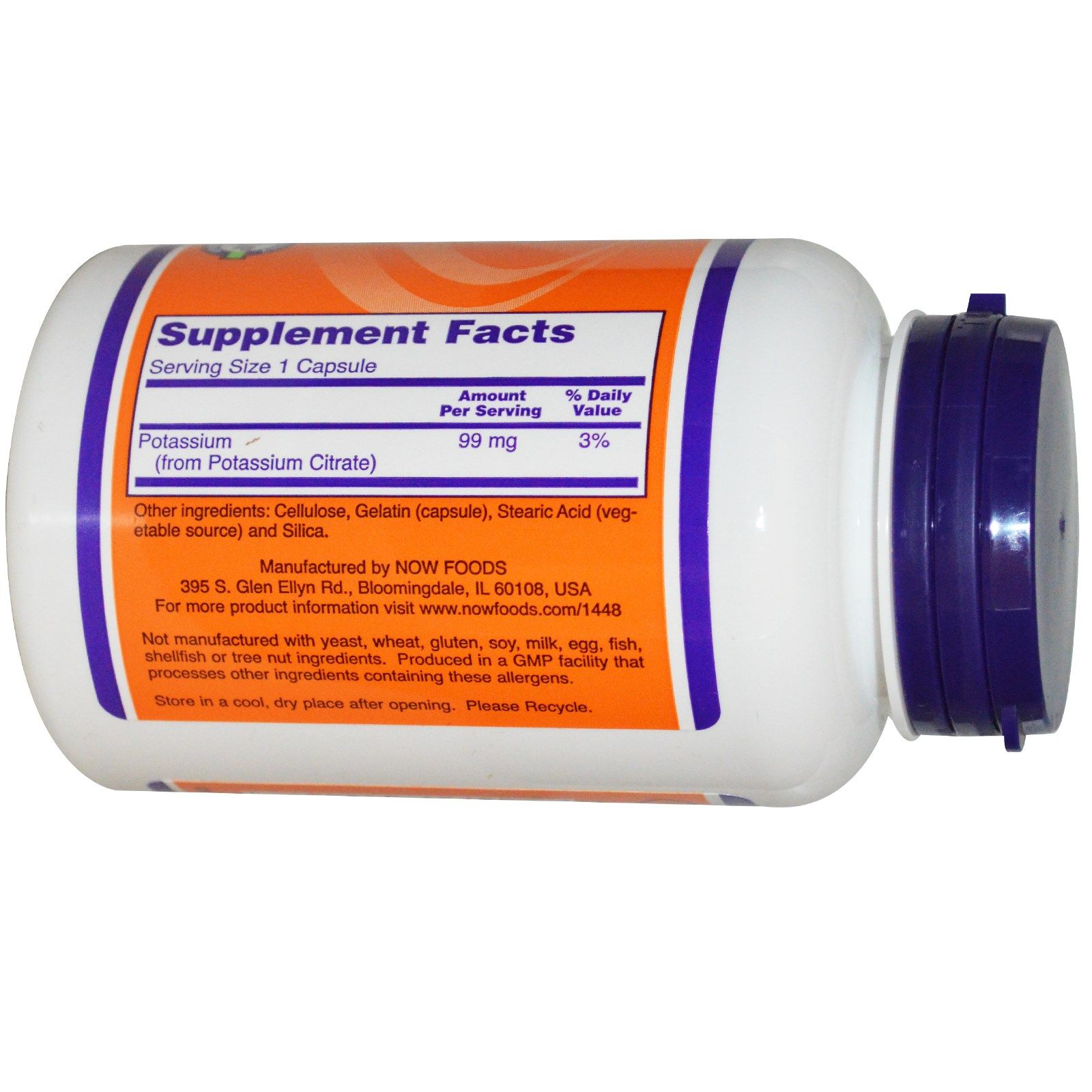 Potassium Citrare  Калий  Кислотно-щелочной баланс Now Foods, 99 мг, 180 капсул