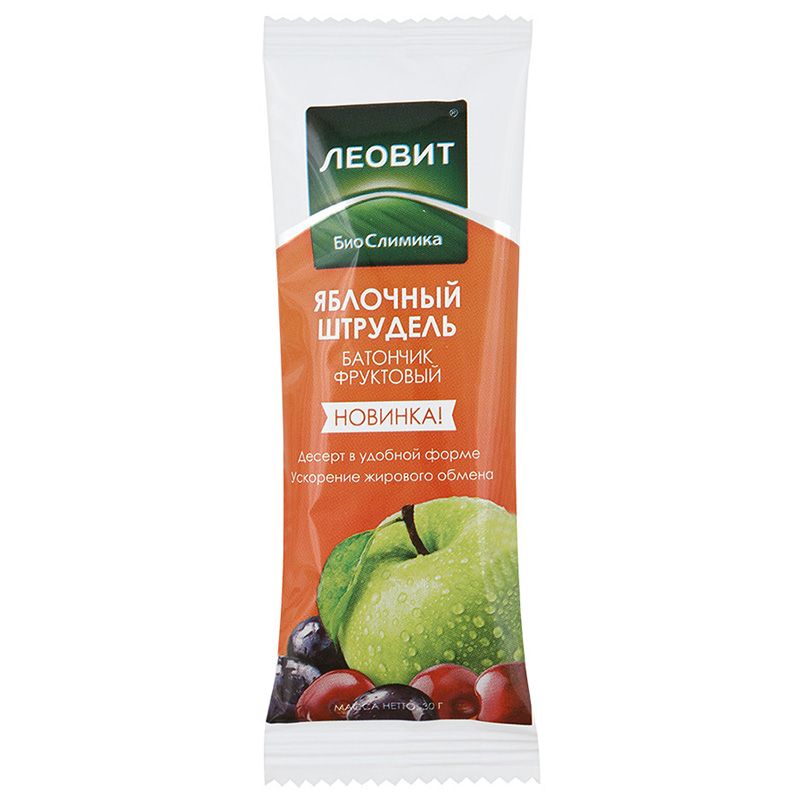 Биослимика батончик фруктовый яблочный штрудель Леовит, 30 г
