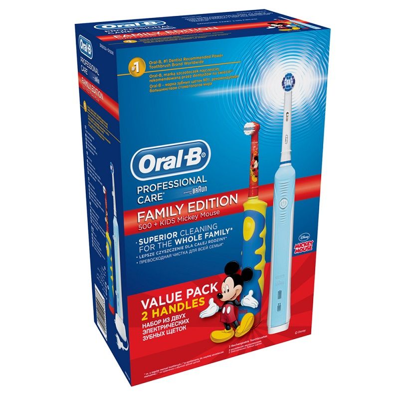 Набор Family Pack Professional Care 500/D16.513U и Детская Mickey for Kids D10.51K Oral-B, 2 шт