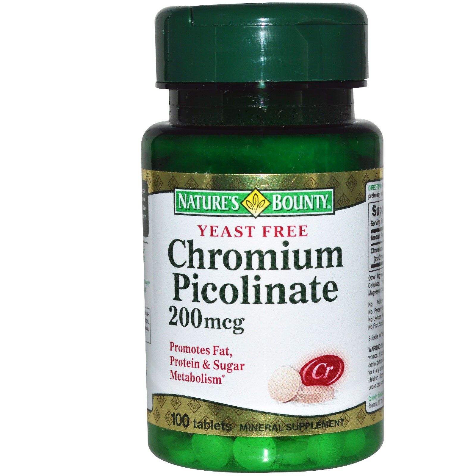 Бездрожжевой пиколинат хрома Снижение тяги к сладкому Nature's Bounty  200 мкг, 100 таблеток