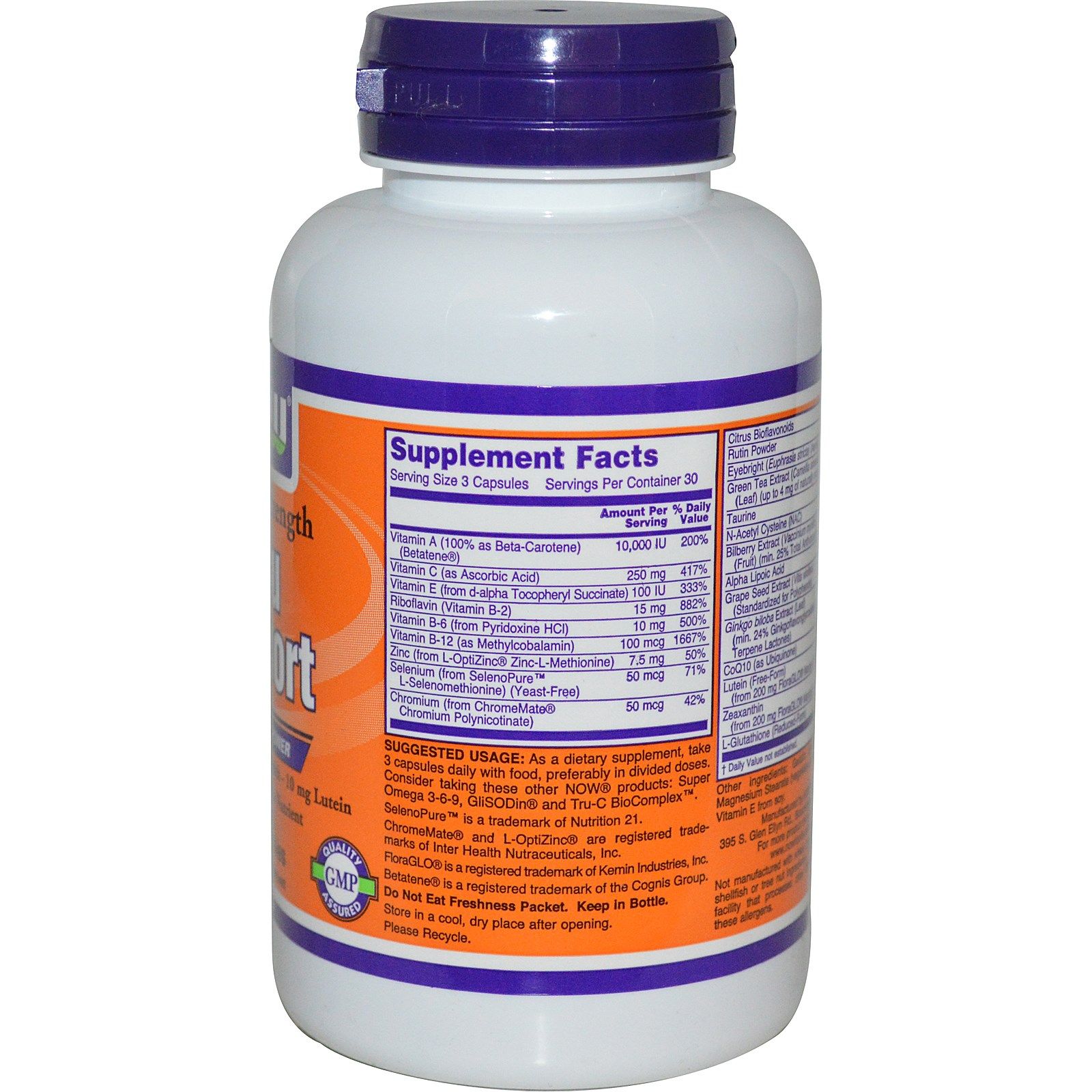 Ocu Support, Мультивитамины, Поддержка зрения, Now Foods, 90 капсул