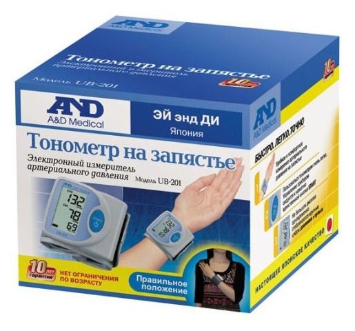 Тонометр ub-201 автоматический для измерения давления на запястье A&D, 1 шт