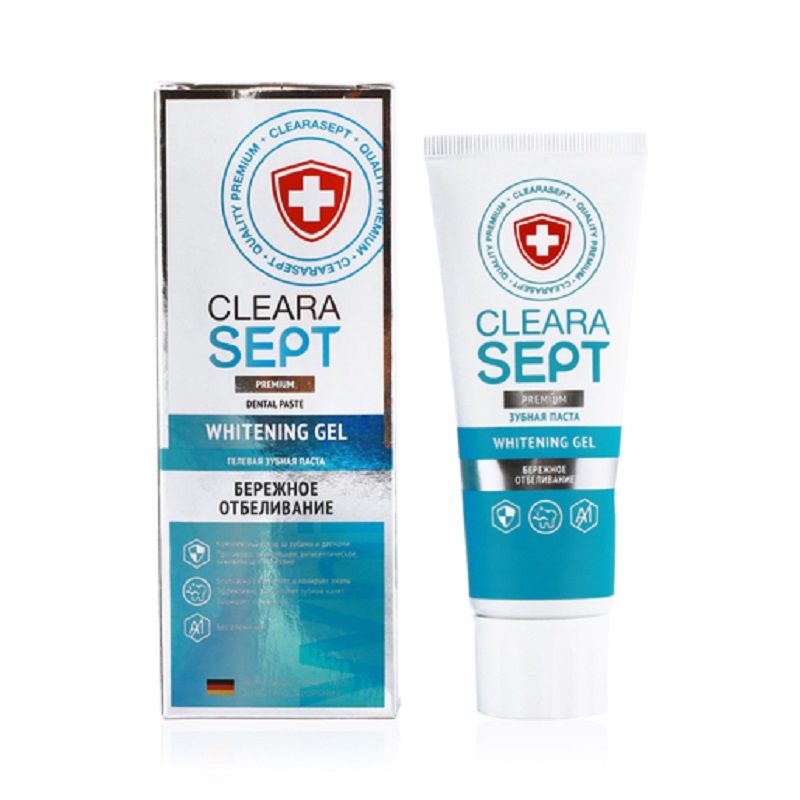 Зубная паста гелевая Whitening Gel Бережное отбеливание ClearaSept, 75 мл