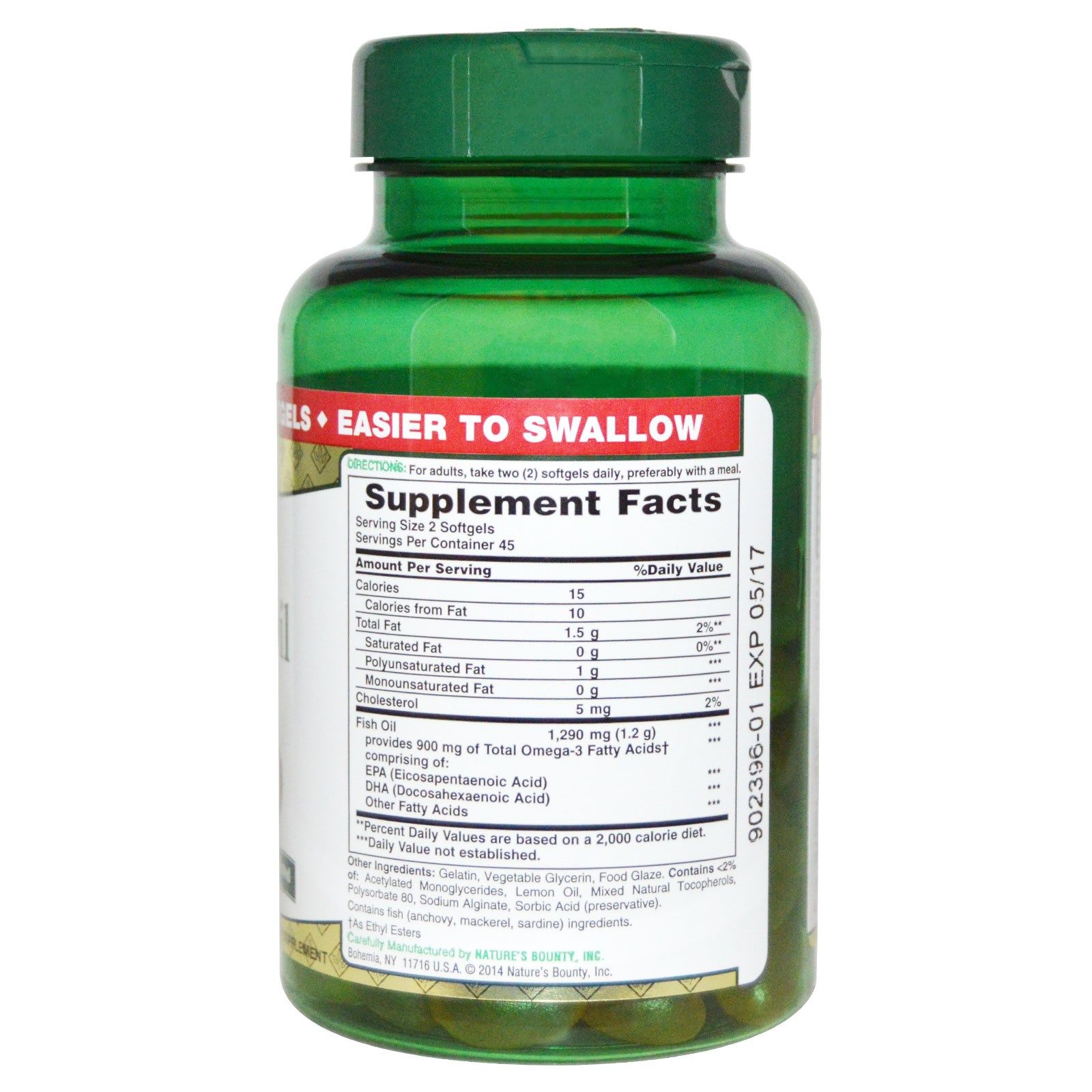 Омега-3, Снижение уровня холестерина в крови, Nature's Bounty, 900 мг, 90 капсул