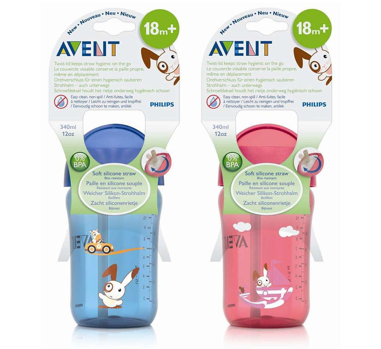 Чашка (полипропилен) с трубочкой (силикон) от 18 месяцев Philips Avent, 340 мл