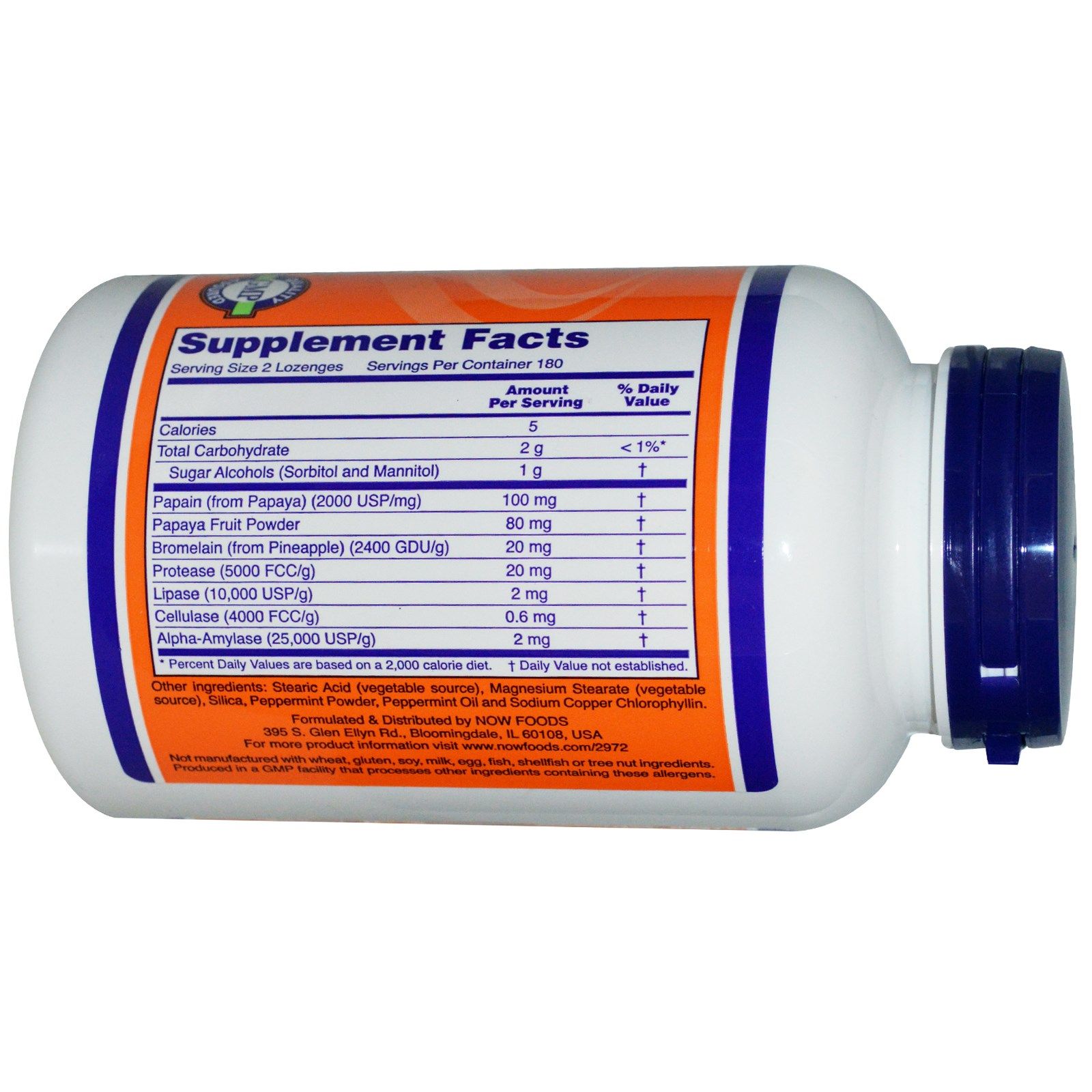 Papaya Enzymes, Папайя Ферменты, Желудочно-кишечный тракт, Now Foods, 360 капсул