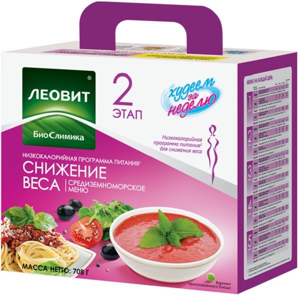 Программа питания Леовит снижение веса Средиземноморское меню Худеем за неделю, 708 г