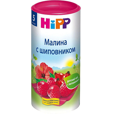Детский гранулированный чай малина-шиповник с 6 месяцев Hipp, 200 г