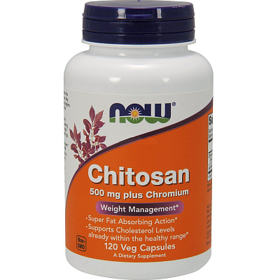Хитозан Chitosan при избыточном весе и ожирении 500 мг Now Foods, 120 шт