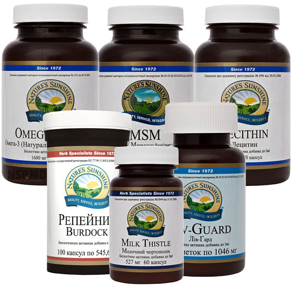 Набор Здоровье вашей печени, Полный натуральный комплекс, NSP, 6 банок