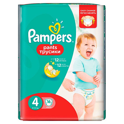 Подгузники-трусики для детей Pants Maxi Pampers 9-14 кг, 16 шт