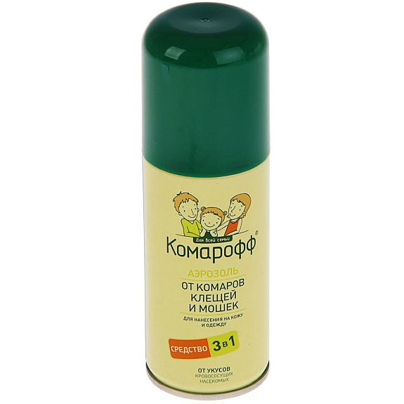 Аэрозоль от комаров, клещей и мошек Комарофф 3 в 1, 100 мл