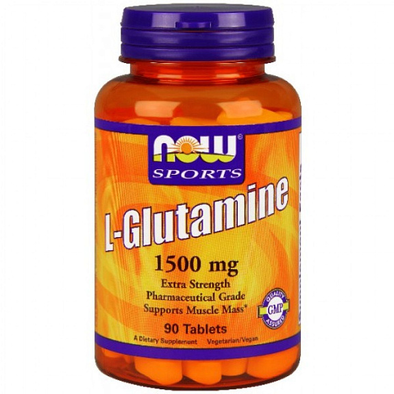 Глютамин L-Glutamine для восстановления мышечной ткани Now Foods 1500 мг, 90 шт