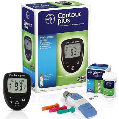 Глюкометр Contour Plus + тест-полоски для измерения уровня сахара в крови, 50 шт