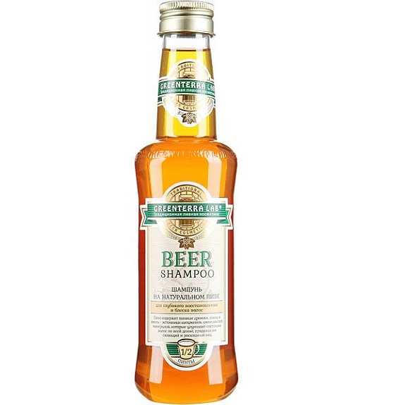 Шампунь Greenterra Lab на натуральном пиве для глубокого восстановления и блеска волос, 284 мл