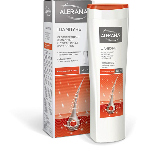 Шампунь для окрашенных волос Улучшает питание и оздоравливает волосы ALERANA®, 250 мл