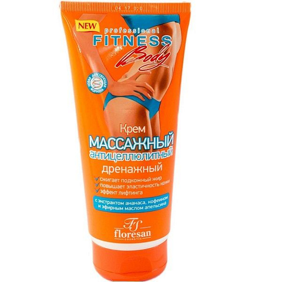 Массажный антицеллюлитный дренажный крем Fitness Body, 200 мл