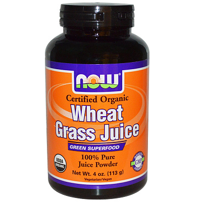 Wheat Grass Juice, 100% чистый сок пшеницы, Now Foods, 113 г