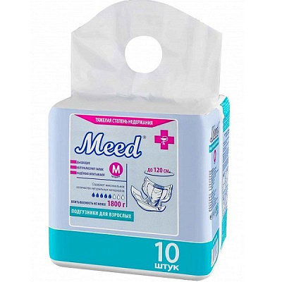 Подгузники для взрослых Meed тяжелая степень недержания размер M, 10 шт